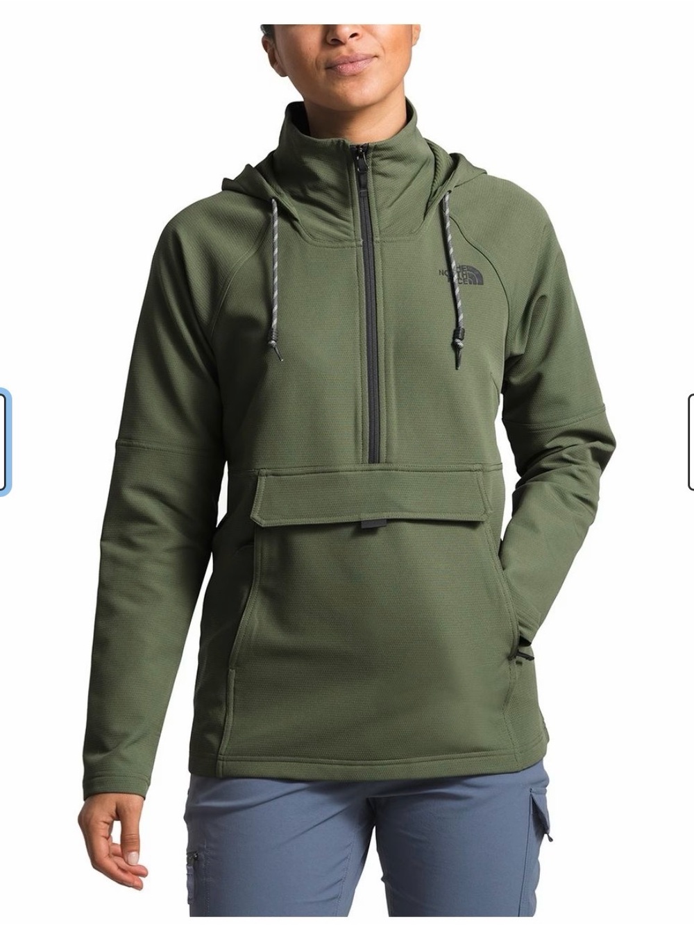The North Face Women's Olive Green Half-Zip Hooded Utility Jacket